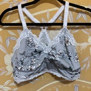 Torrid Floral Lace Trim Bralette - Gray 00